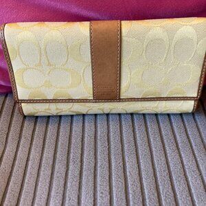 Coach Monogram Canvas Leather Wallet Yellow Tan - Vintage Coach Wallet — Classic
